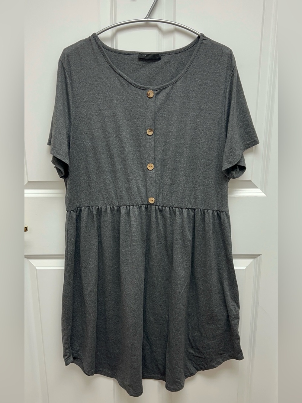 SHEIN Curve Short Sleeve Button Front Charcoal Sundress Size 4X